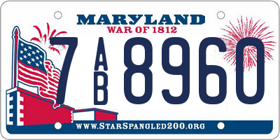 MD license plate 7AB8960