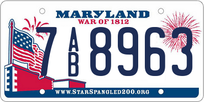 MD license plate 7AB8963