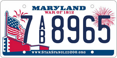 MD license plate 7AB8965