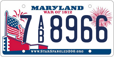 MD license plate 7AB8966
