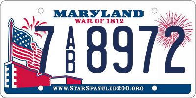 MD license plate 7AB8972