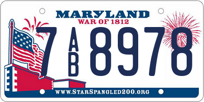 MD license plate 7AB8978