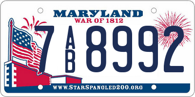 MD license plate 7AB8992
