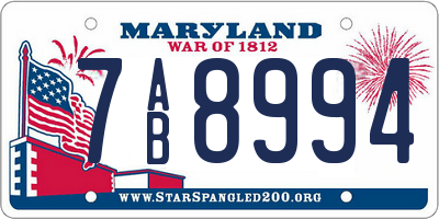 MD license plate 7AB8994
