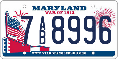 MD license plate 7AB8996