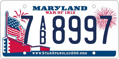 MD license plate 7AB8997