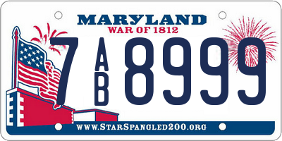 MD license plate 7AB8999