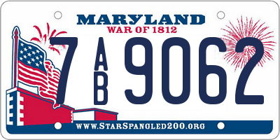 MD license plate 7AB9062