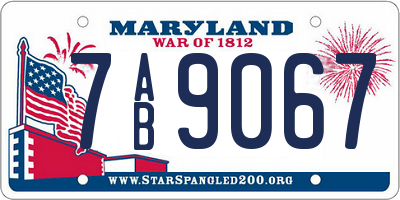 MD license plate 7AB9067