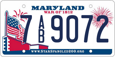 MD license plate 7AB9072