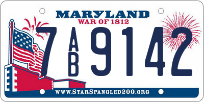 MD license plate 7AB9142