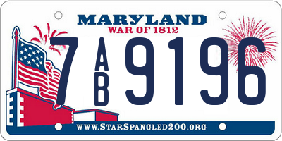 MD license plate 7AB9196