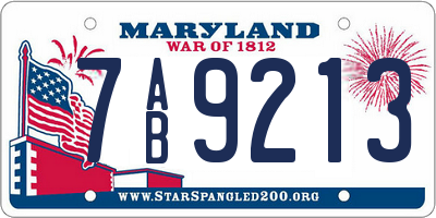 MD license plate 7AB9213
