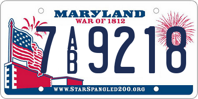 MD license plate 7AB9218