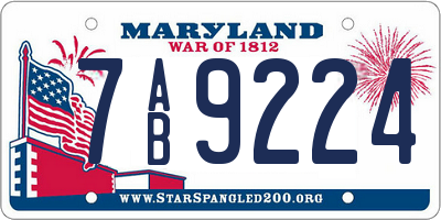 MD license plate 7AB9224