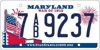 MD license plate 7AB9237
