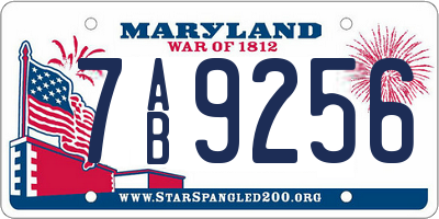 MD license plate 7AB9256