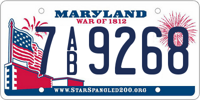 MD license plate 7AB9268
