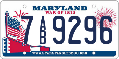 MD license plate 7AB9296