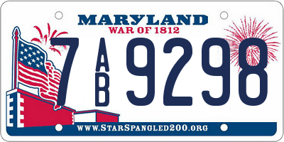 MD license plate 7AB9298