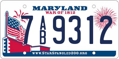 MD license plate 7AB9312