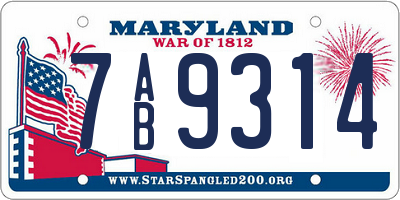 MD license plate 7AB9314