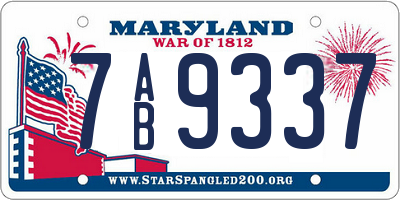 MD license plate 7AB9337