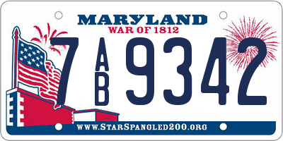 MD license plate 7AB9342