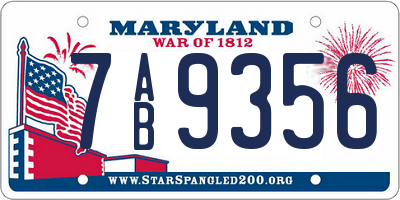 MD license plate 7AB9356