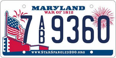 MD license plate 7AB9360
