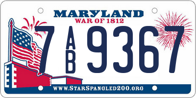 MD license plate 7AB9367