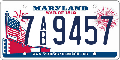 MD license plate 7AB9457