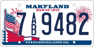 MD license plate 7AB9482