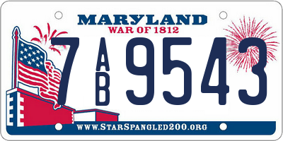 MD license plate 7AB9543