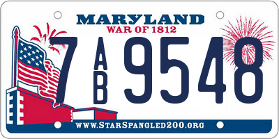 MD license plate 7AB9548