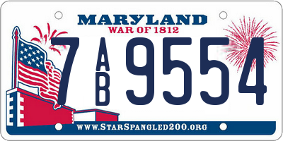 MD license plate 7AB9554
