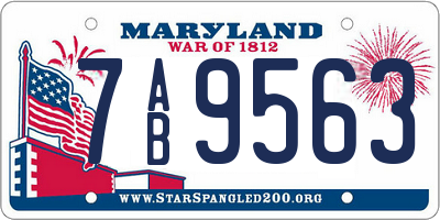 MD license plate 7AB9563