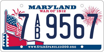 MD license plate 7AB9567