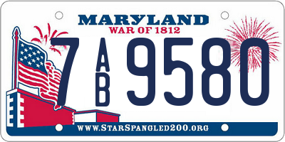 MD license plate 7AB9580