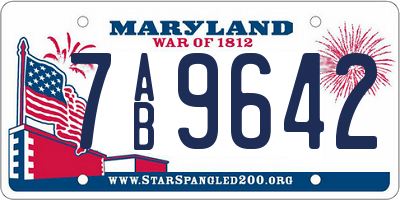 MD license plate 7AB9642