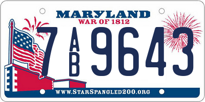 MD license plate 7AB9643