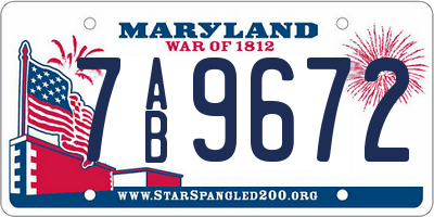 MD license plate 7AB9672