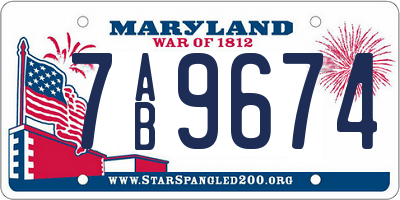 MD license plate 7AB9674