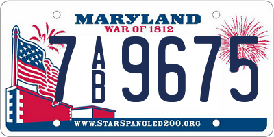 MD license plate 7AB9675