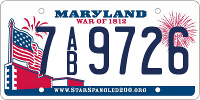 MD license plate 7AB9726