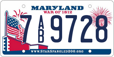 MD license plate 7AB9728