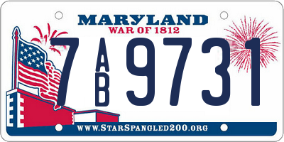 MD license plate 7AB9731