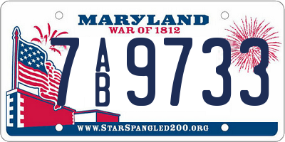 MD license plate 7AB9733