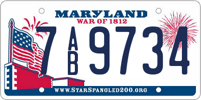 MD license plate 7AB9734