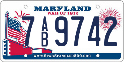 MD license plate 7AB9742